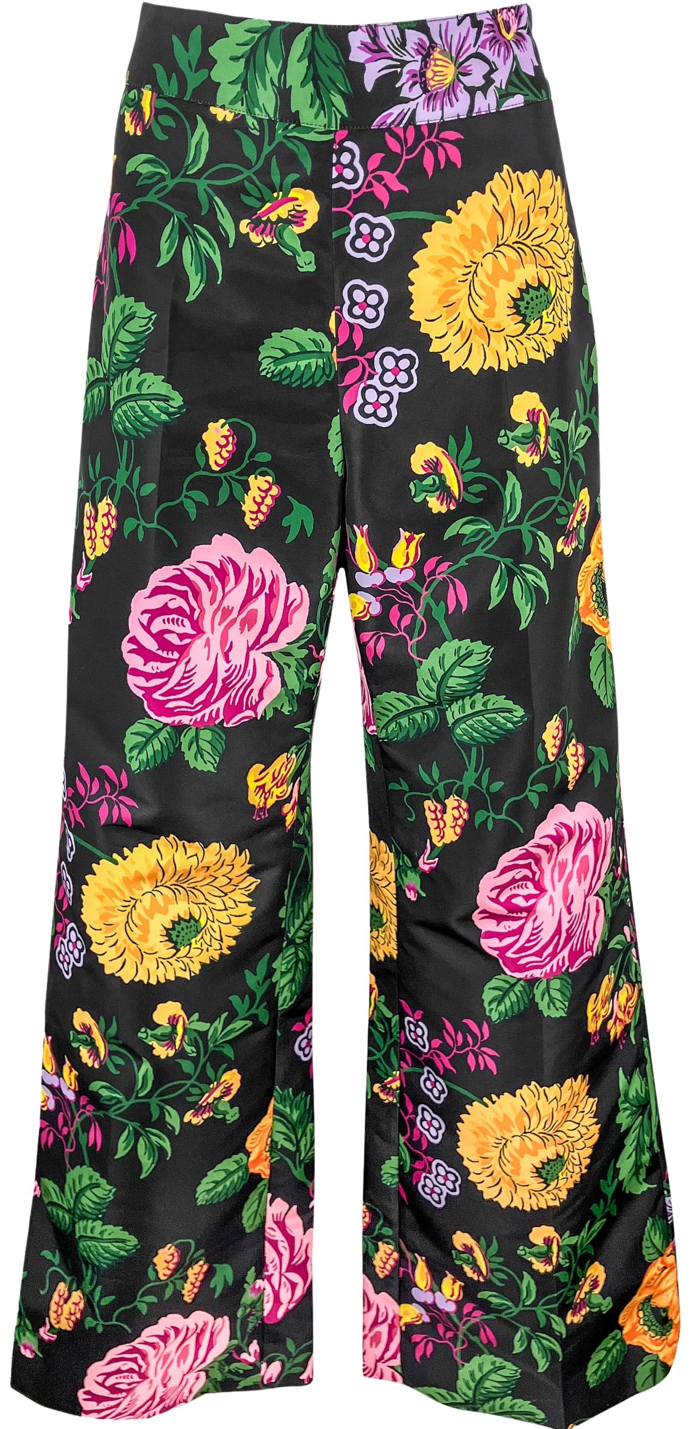 Carolina Herrera Wide Leg Floral Pants in Black Multi - Discounts on Carolina Herrera at UAL