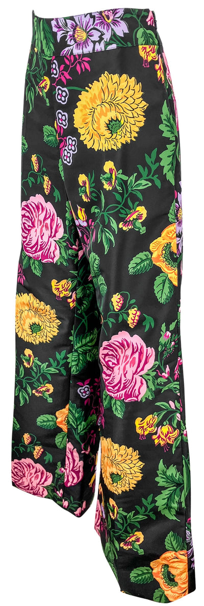 Carolina Herrera Wide Leg Floral Pants in Black Multi - Discounts on Carolina Herrera at UAL