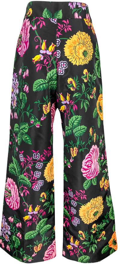 Carolina Herrera Wide Leg Floral Pants in Black Multi - Discounts on Carolina Herrera at UAL