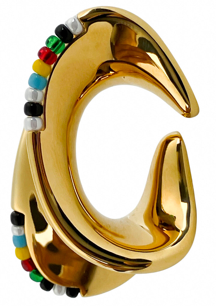 Khaite Shadow Beaded Ear Cuff in Gold - Discounts on Khaite at UAL