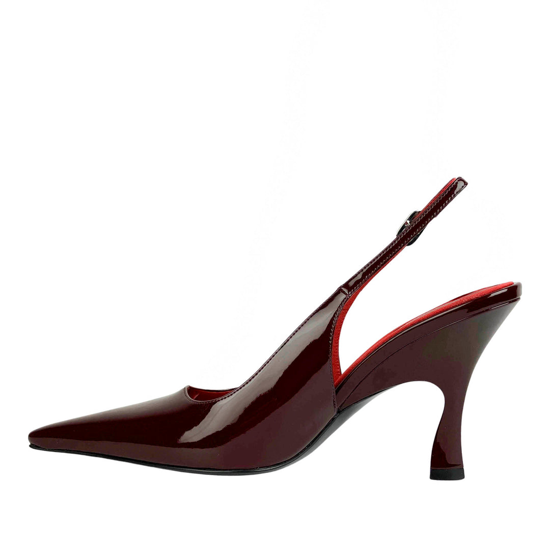 Stella McCartney Elsa Patent Leather Slingback Heels in Bordeaux - Discounts on Stella McCartney at UAL