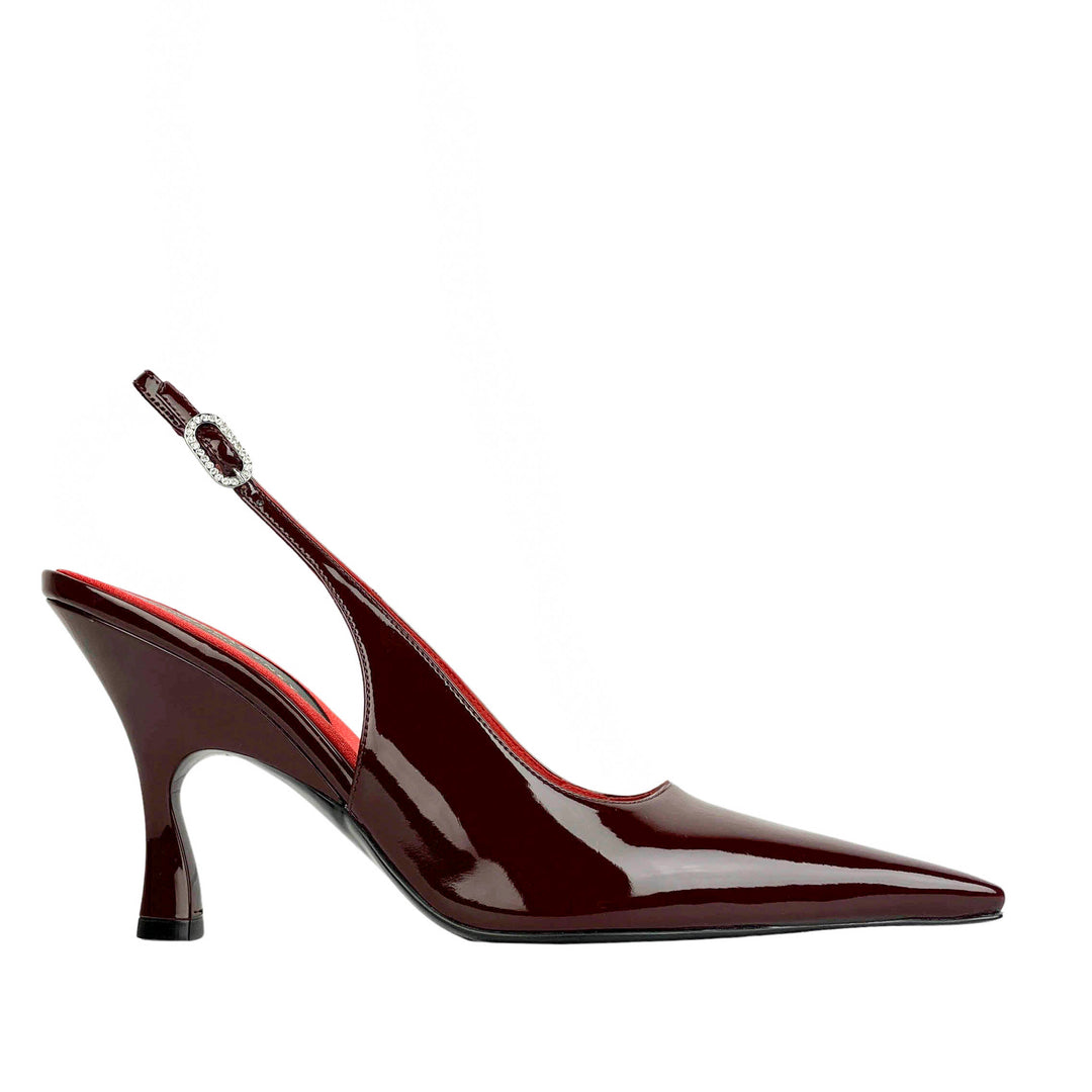 Stella McCartney Elsa Patent Leather Slingback Heels in Bordeaux - Discounts on Stella McCartney at UAL
