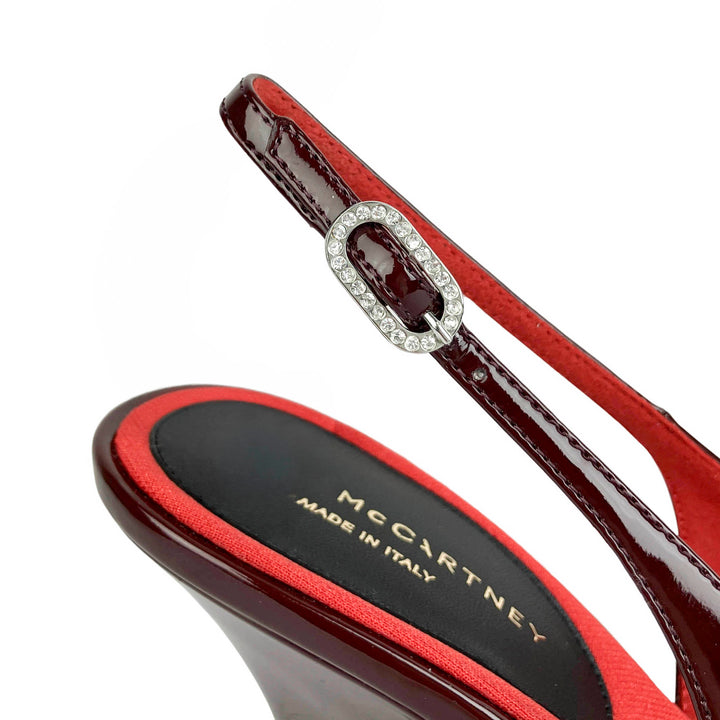 Stella McCartney Elsa Patent Leather Slingback Heels in Bordeaux - Discounts on Stella McCartney at UAL