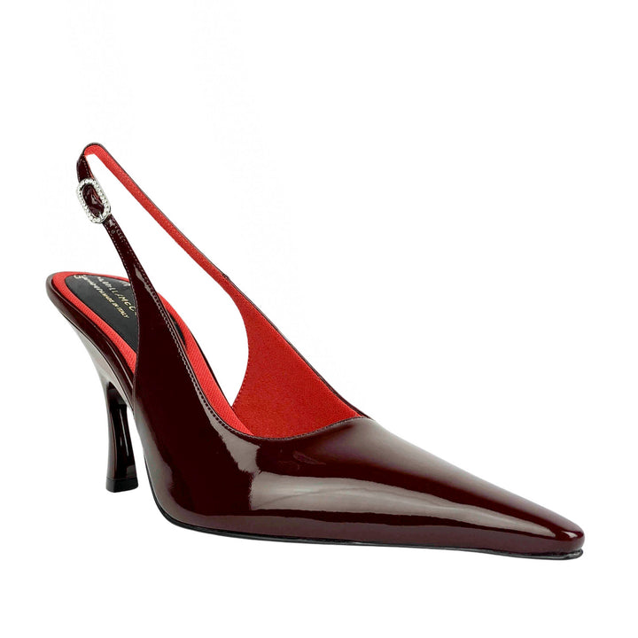 Stella McCartney Elsa Patent Leather Slingback Heels in Bordeaux - Discounts on Stella McCartney at UAL