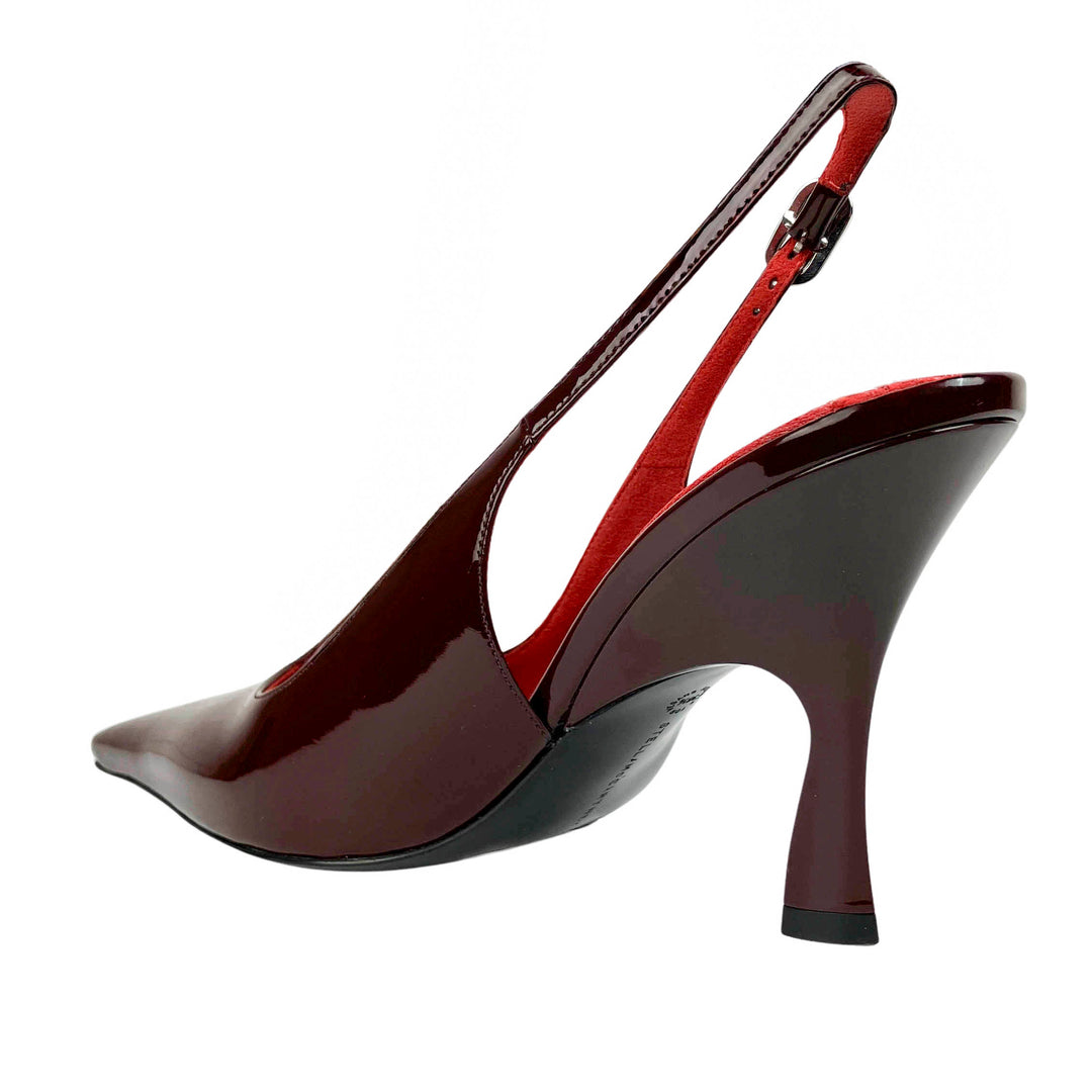 Stella McCartney Elsa Patent Leather Slingback Heels in Bordeaux - Discounts on Stella McCartney at UAL