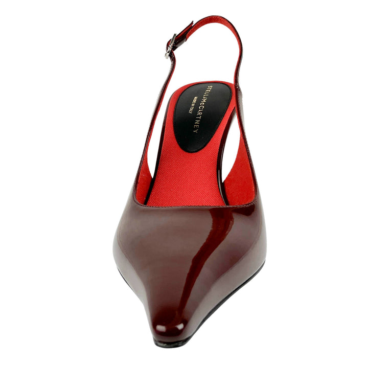 Stella McCartney Elsa Patent Leather Slingback Heels in Bordeaux - Discounts on Stella McCartney at UAL