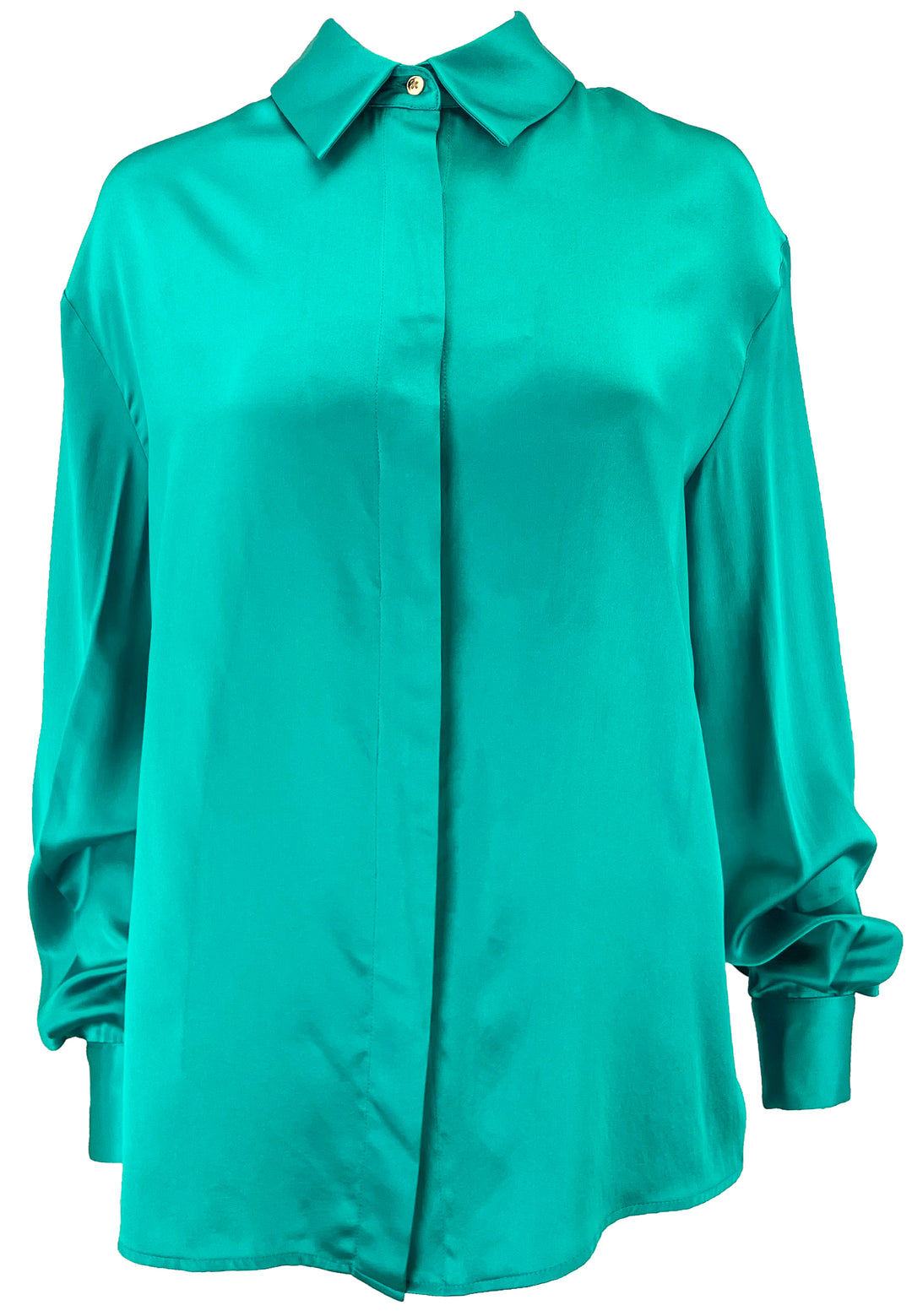 Sergio Hudson Blouse Silk Button Down Blouse in Teal - Discounts on Sergio Hudson at UAL