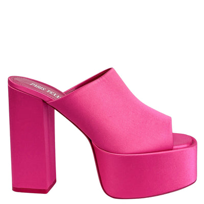 Paris Texas Sasha Satin Platform Sandals in Pink - Discounts on Paris Texas at UAL