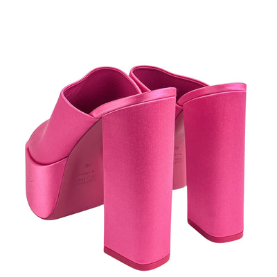 Paris Texas Sasha Satin Platform Sandals in Pink - Discounts on Paris Texas at UAL