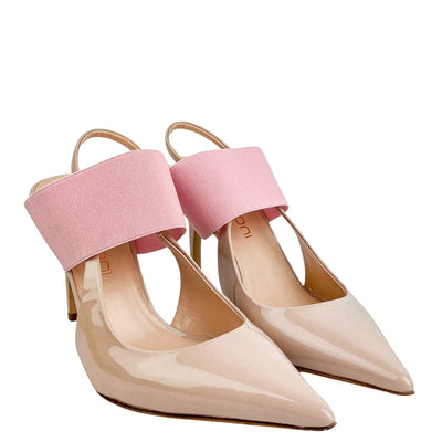 Bruno Frisoni Pointy Tonic Heels in Patent Nude - Discounts on Bruno Frisoni at UAL