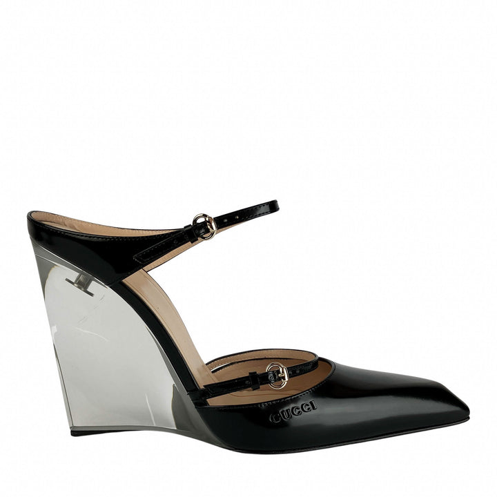 Gucci Acrylic Wedges in Black/Clear - Discounts on Gucci at UAL