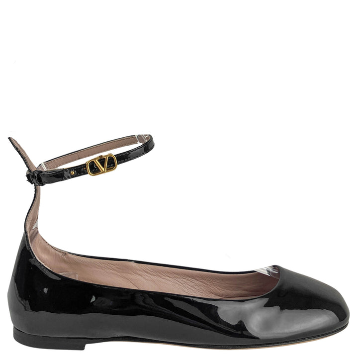 Valentino Patent Leather Ballerina Flats in Black - Discounts on Valentino at UAL