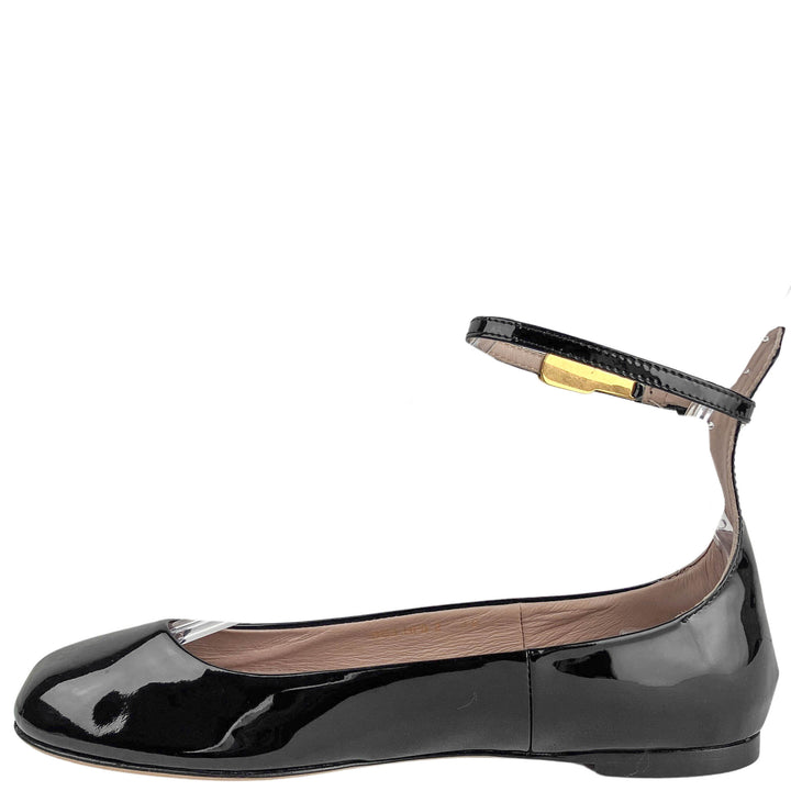 Valentino Patent Leather Ballerina Flats in Black - Discounts on Valentino at UAL