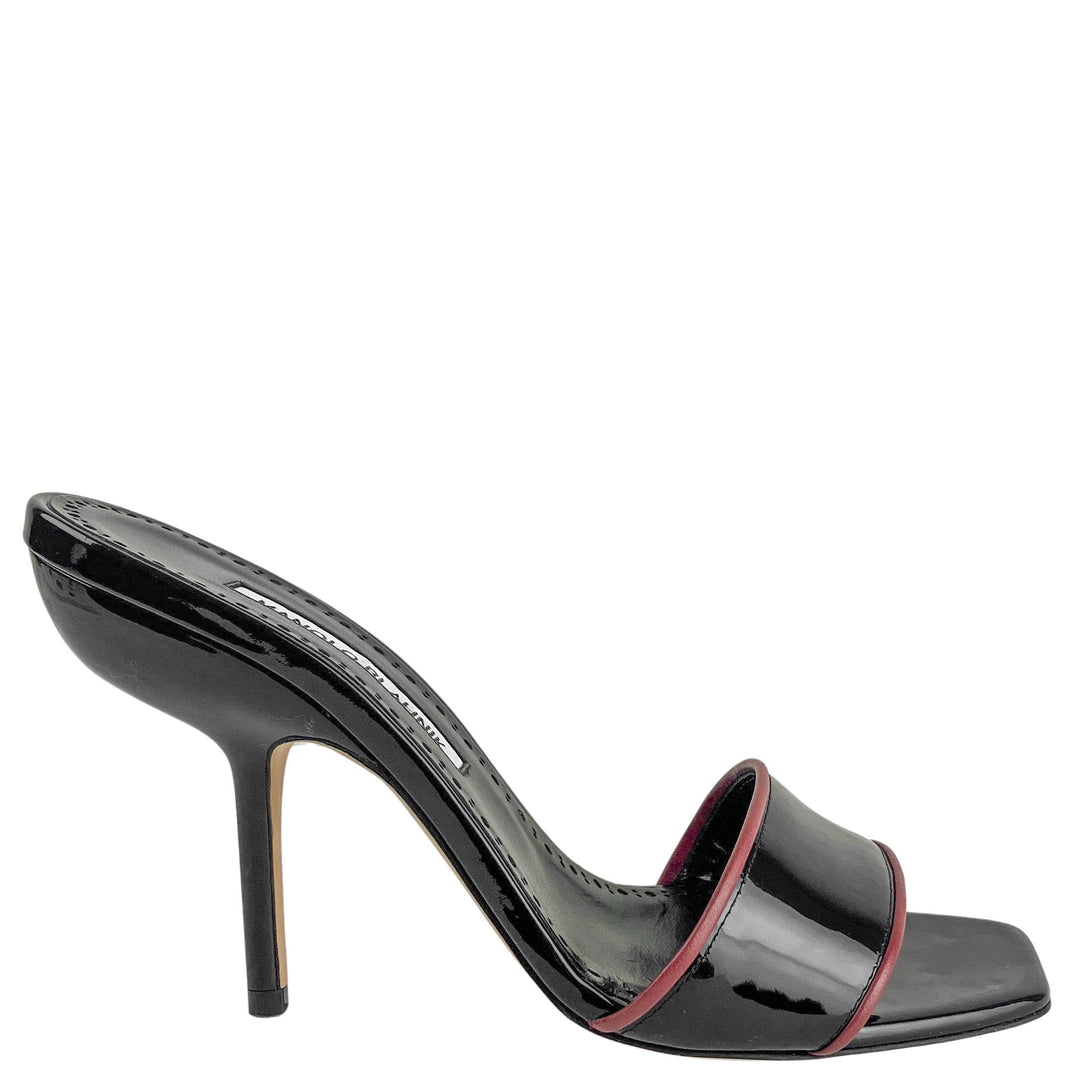 Manolo Blahnik Helamu Patent Leather Heels in Black - Discounts on Manolo Blahnik at UAL