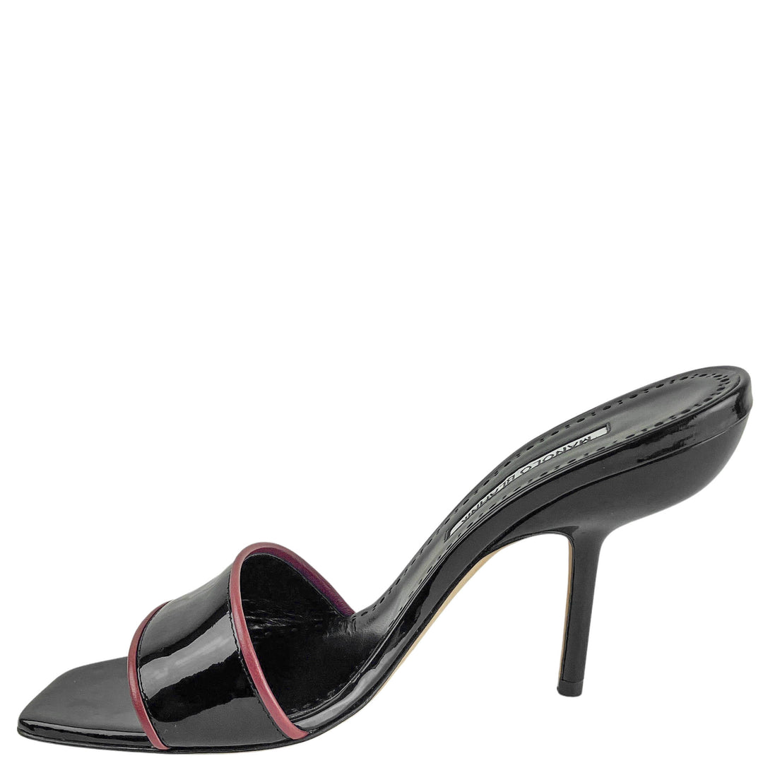 Manolo Blahnik Helamu Patent Leather Heels in Black - Discounts on Manolo Blahnik at UAL