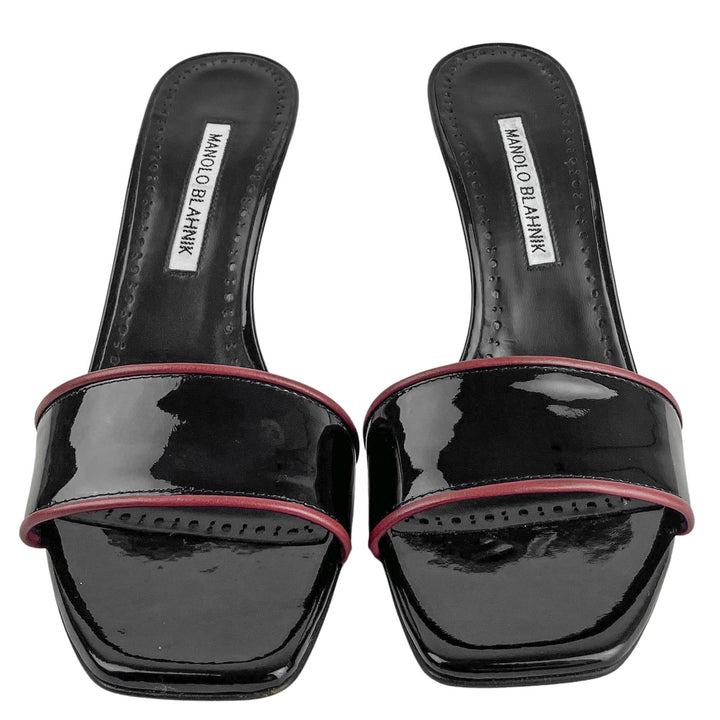 Manolo Blahnik Helamu Patent Leather Heels in Black - Discounts on Manolo Blahnik at UAL