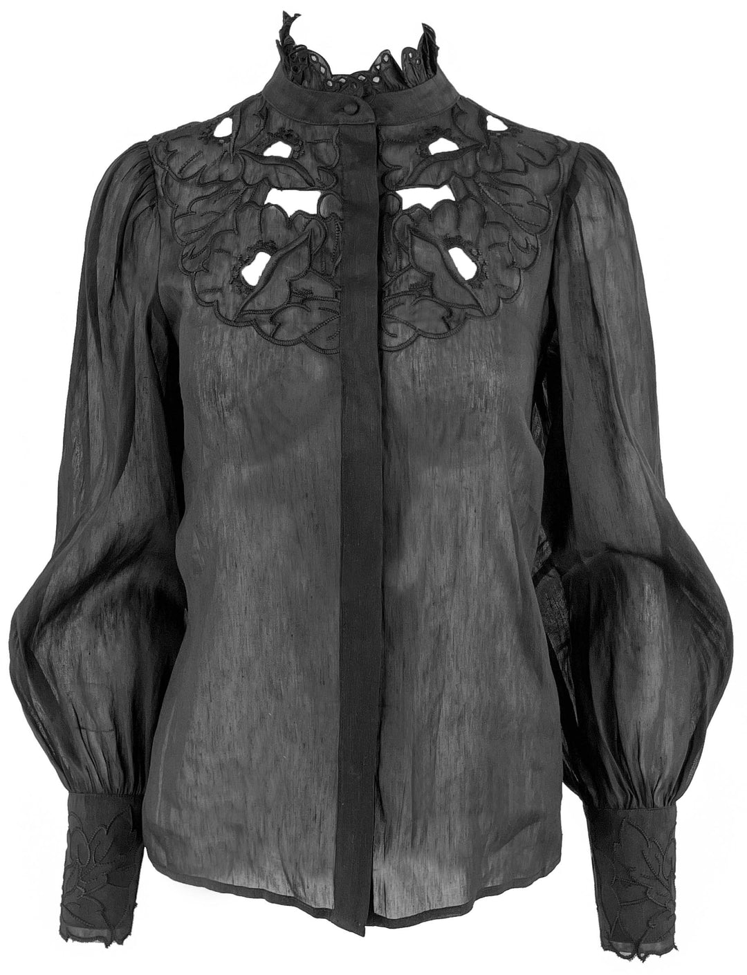 Christy Lynn Embroidered Tonal Floral Blouse in Black - Discounts on Christy Lynn at UAL