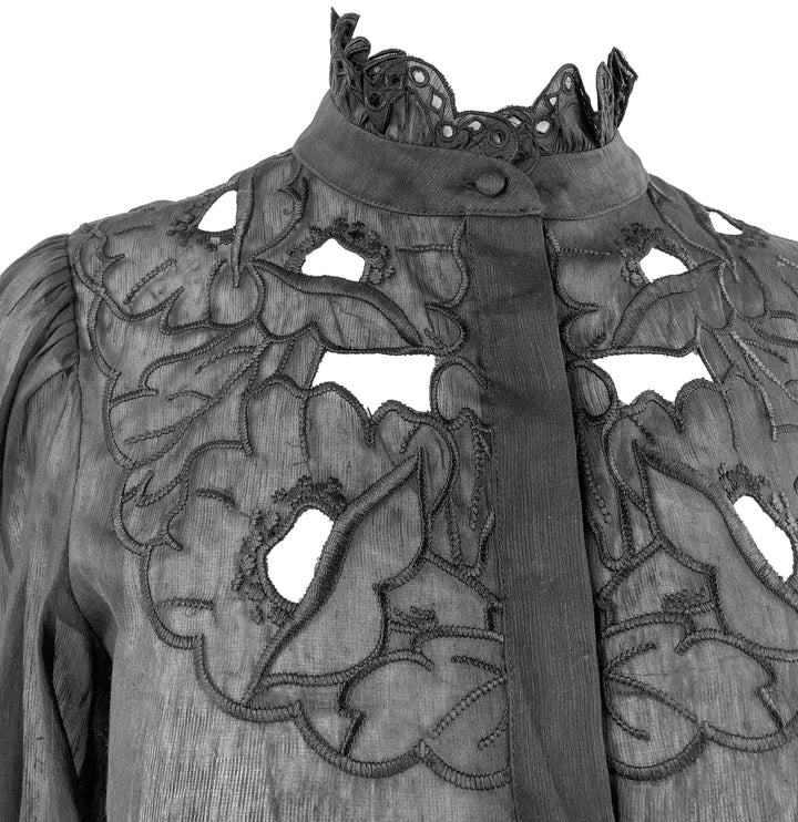 Christy Lynn Embroidered Tonal Floral Blouse in Black - Discounts on Christy Lynn at UAL