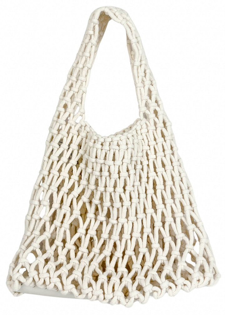 Hat Attack Open Crochet Mini Bag in Cream - Discounts on Hat Attack at UAL