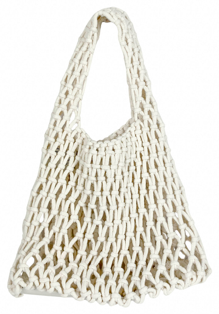 Hat Attack Open Crochet Mini Bag in Cream - Discounts on Hat Attack at UAL