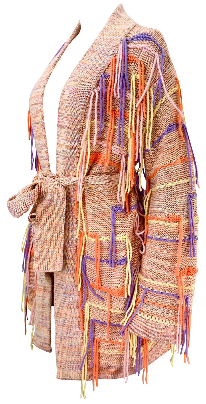 Canessa Embroidered Cardigan in Orange/Purple - Discounts on Canessa at UAL