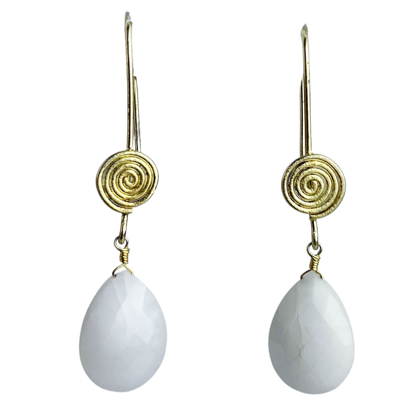 Betty Carré Pendant Earrings in White and Gold - Discounts on Betty Carre at UAL