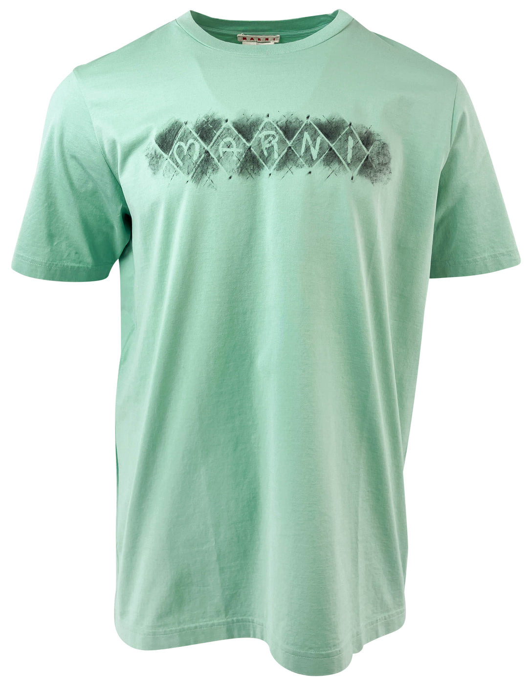 Marni Diamond Print Logo T-Shirt in Mint Green - Discounts on Marni at UAL