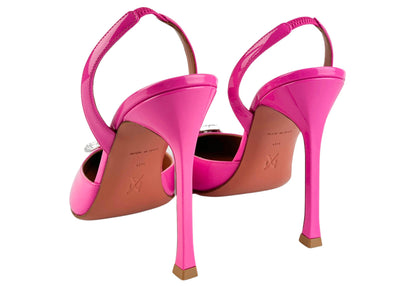Amina Muaddi Camelia Slingback Heels in Pink - Discounts on Amina Muaddi at UAL