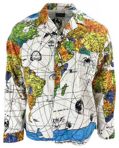 Saint Mx6 x Dr. Woo World Map Pajama Shirt in White - Discounts on Saint Mx6 at UAL
