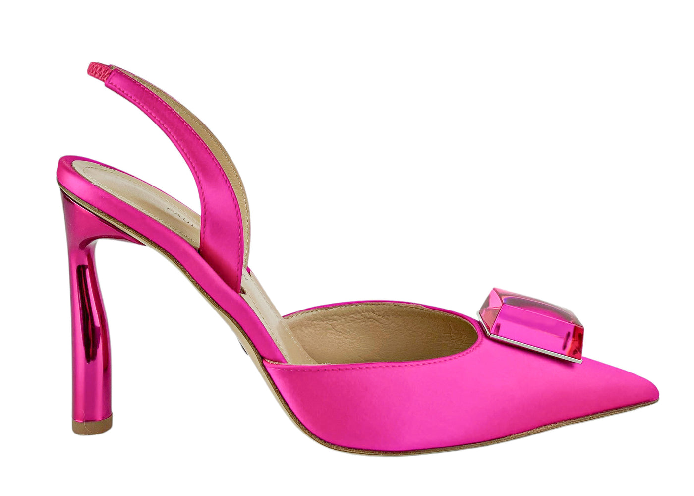 Paul Andrew Pointy Cube Slingback Heels in Fuchsia - Discounts on Paul Andrew at UAL