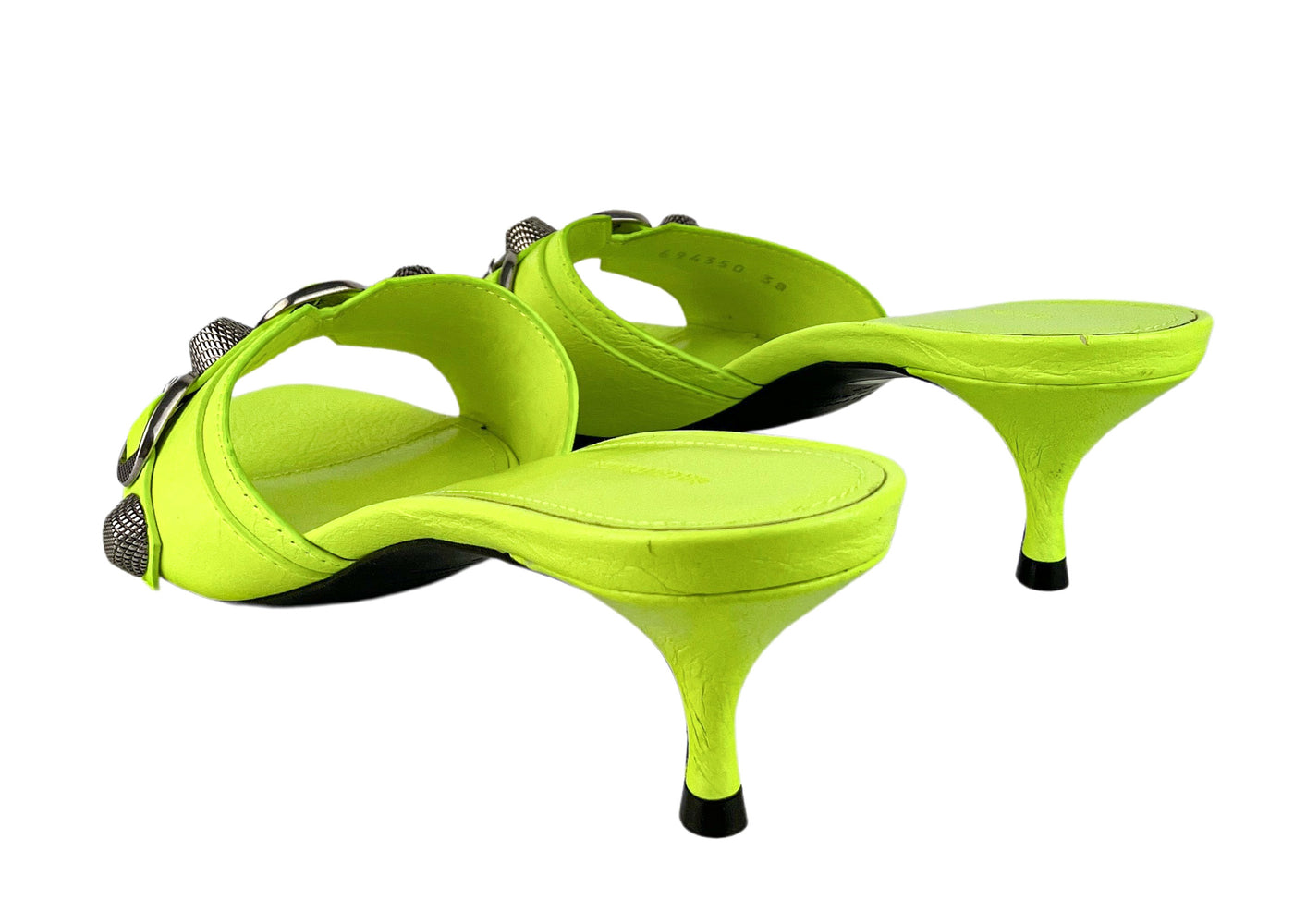 Balenciaga Cagole Sandals in Neon Green - Discounts on Balenciaga at UAL