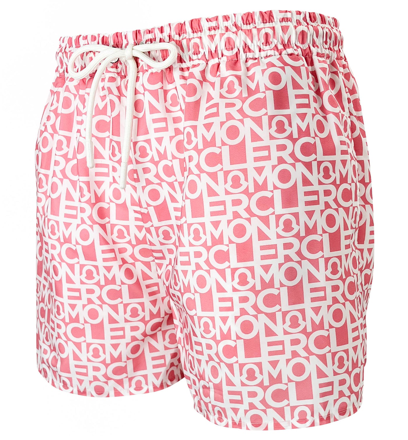 Moncler Logo Shorts in Pink and White - Discounts on Moncler at UAL
