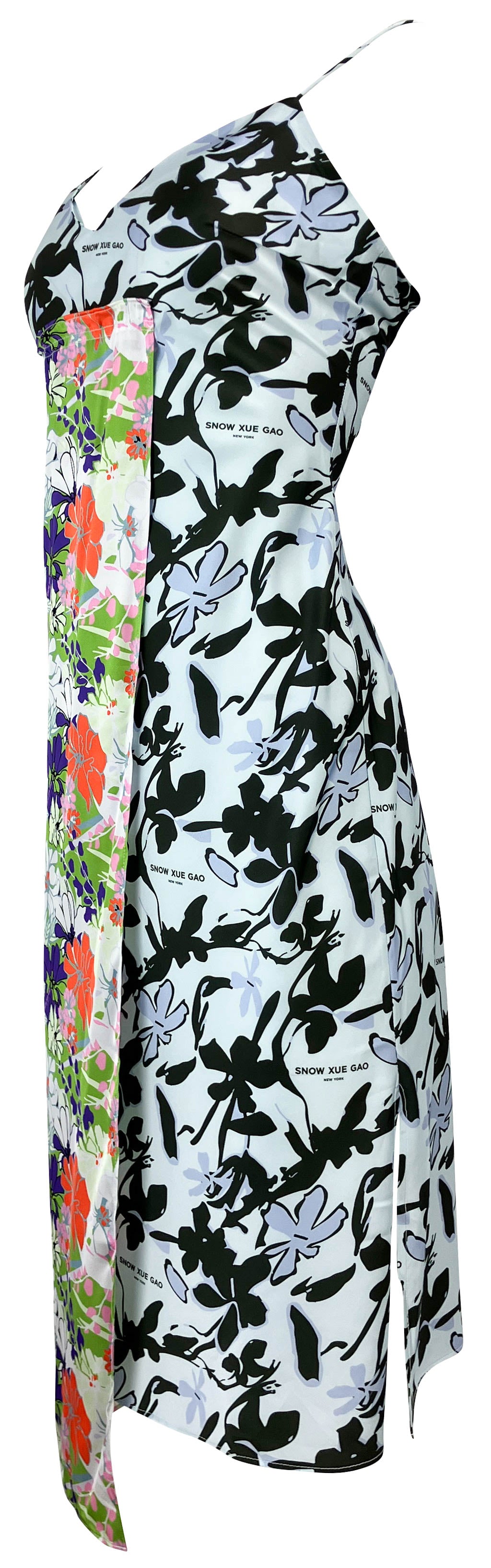 Snow Xue Gao Silk Floral Printed Slip Dress in Blue Multi - Discounts on Snow Xue Gao at UAL