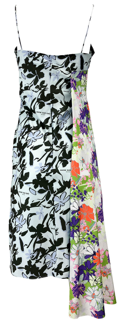 Snow Xue Gao Silk Floral Printed Slip Dress in Blue Multi - Discounts on Snow Xue Gao at UAL