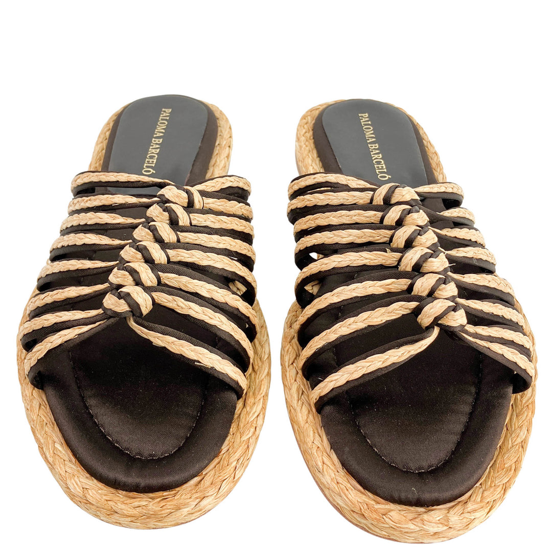 Paloma Barceló Dany Woven Sandals in Tan and Brown - Discounts on Paloma Barceló at UAL