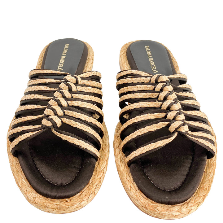 Paloma Barceló Dany Woven Sandals in Tan and Brown - Discounts on Paloma Barceló at UAL