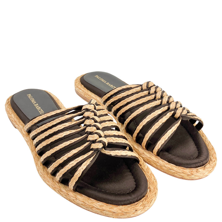 Paloma Barceló Dany Woven Sandals in Tan and Brown - Discounts on Paloma Barceló at UAL