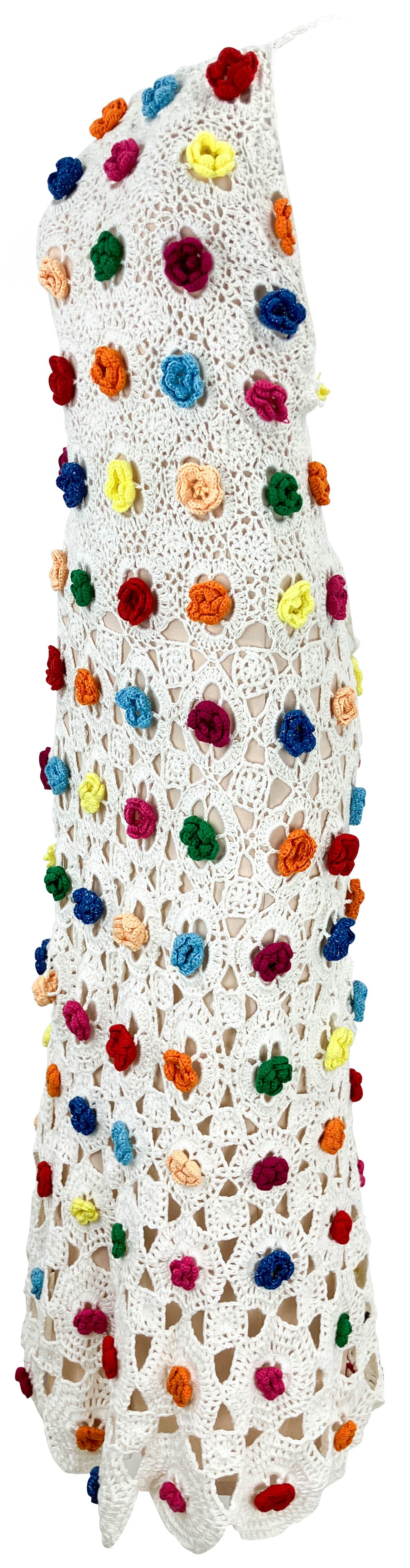 Alejandra Alonso Rojas Crocheted Colorblock Open-Back Maxi Dress in White Multi - Discounts on Alejandra Alonso Rojas at UAL