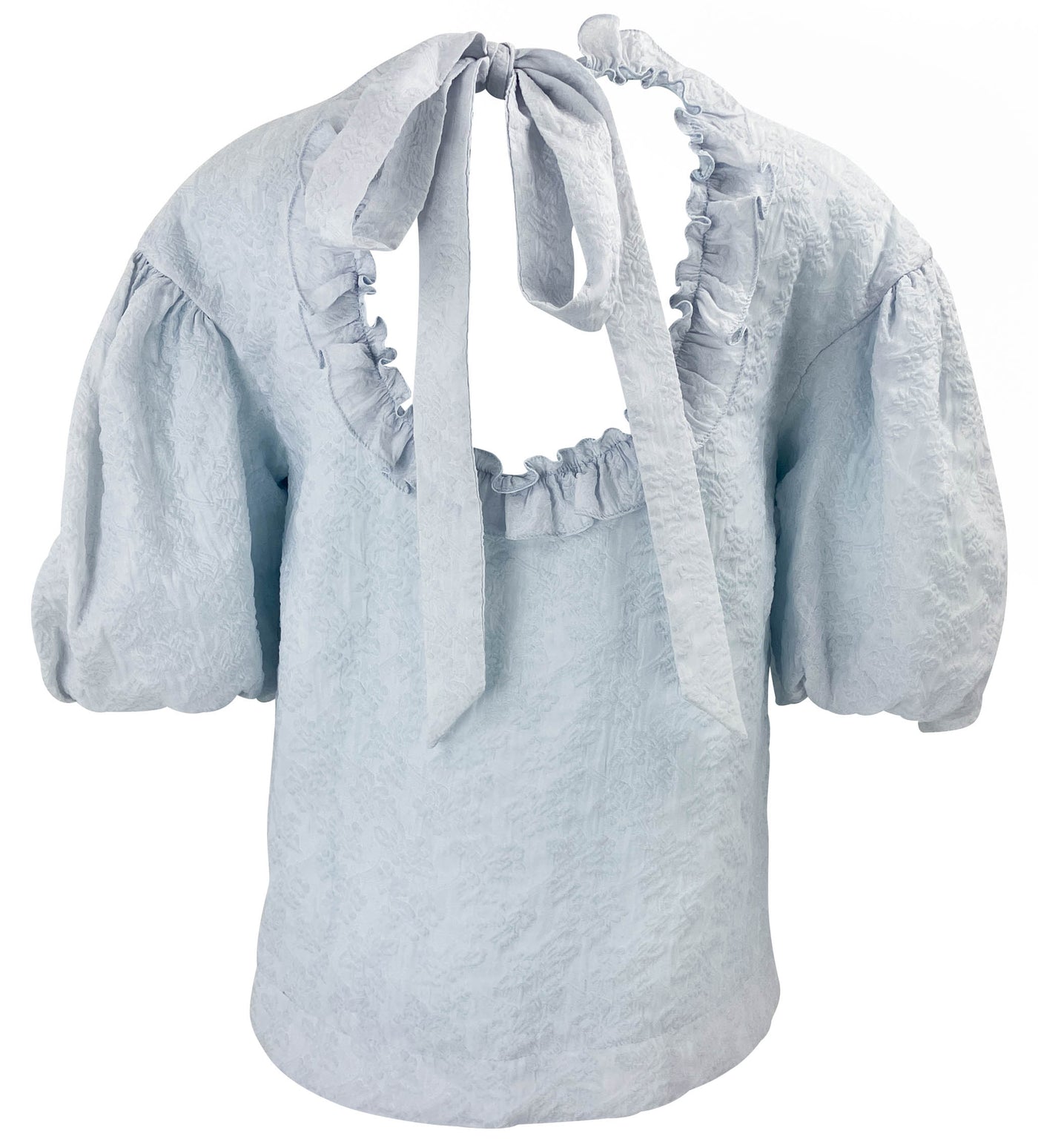 Simone Rocha Puff Sleeve Blouse with Pearl Detail in Pale Blue - Discounts on Simone Rocha at UAL