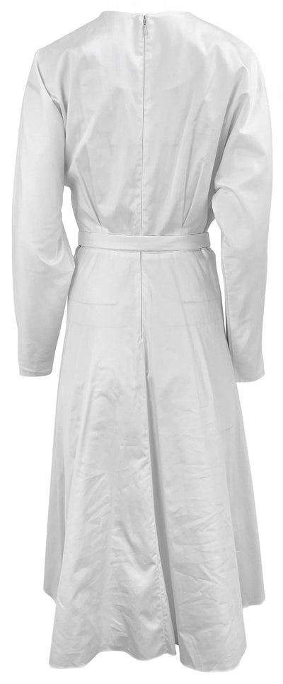 Alejandra Alonso Rojas Belted V-Neck Dress in White - Discounts on Alejandra Alonso Rojas at UAL