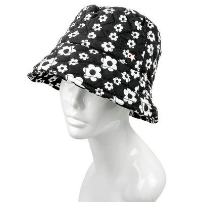 Jocelyn Quilted Floral Bucket Hat in Black/White - Discounts on Jocelyn at UAL