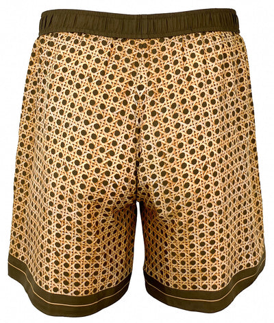 Amiri Weave Pattern Silk Shorts in Brown - Discounts on Amiri at UAL