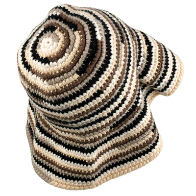 Canessa Cashmere Striped Hat in Black/Tan - Discounts on Canessa at UAL