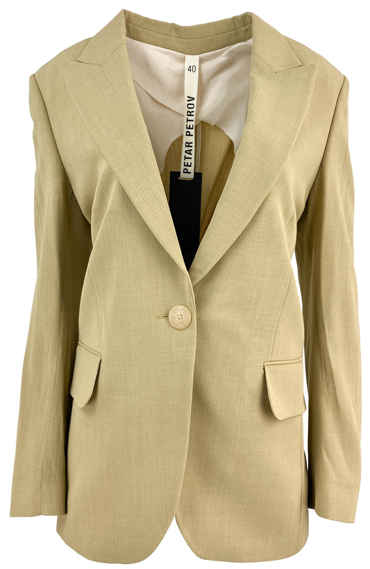 Petar Petrov Juniper Wool Gabardine Single-Breasted Jacket in Tea - Discounts on Petar Petrov at UAL