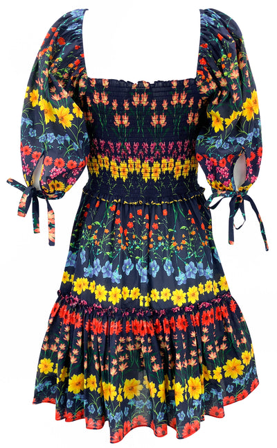 Cara Cara Lenny Floral Smocked Mini Dress in Flowerbox Navy - Discounts on Cara Cara at UAL