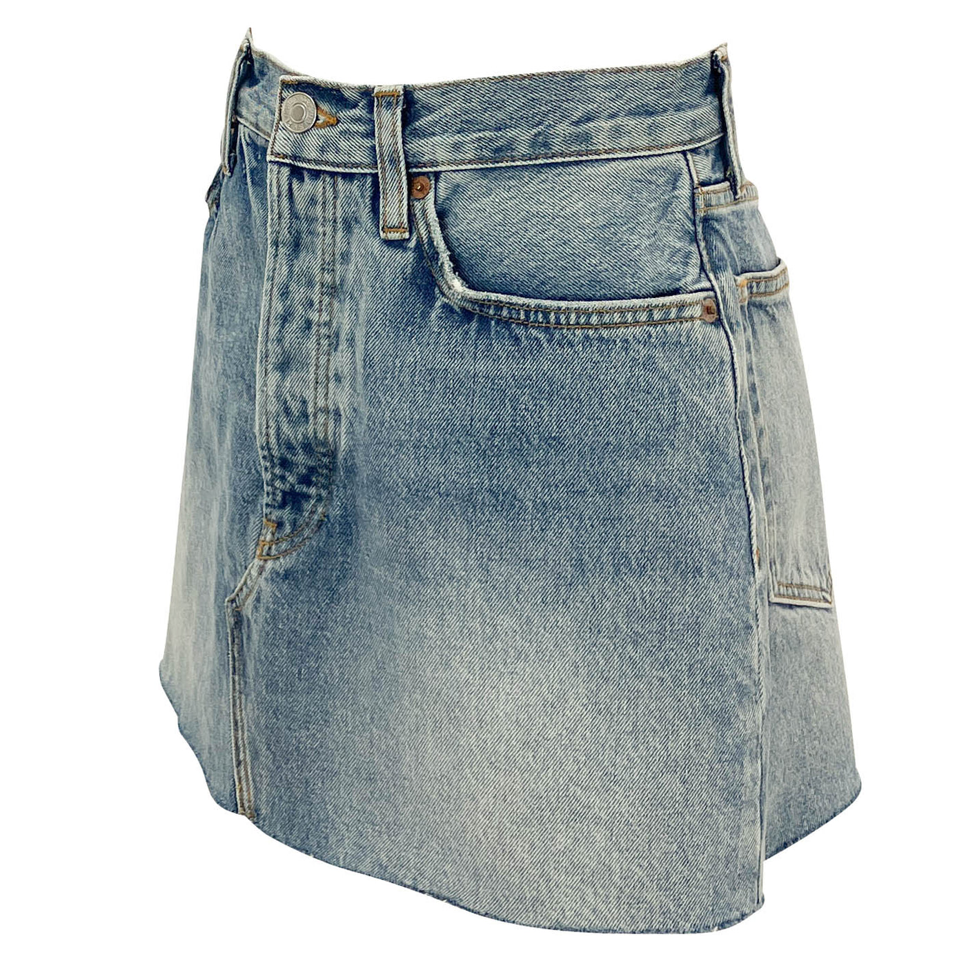 RE/DONE 90's Mini Skirt in Faded Blues - Discounts on RE/DONE at UAL
