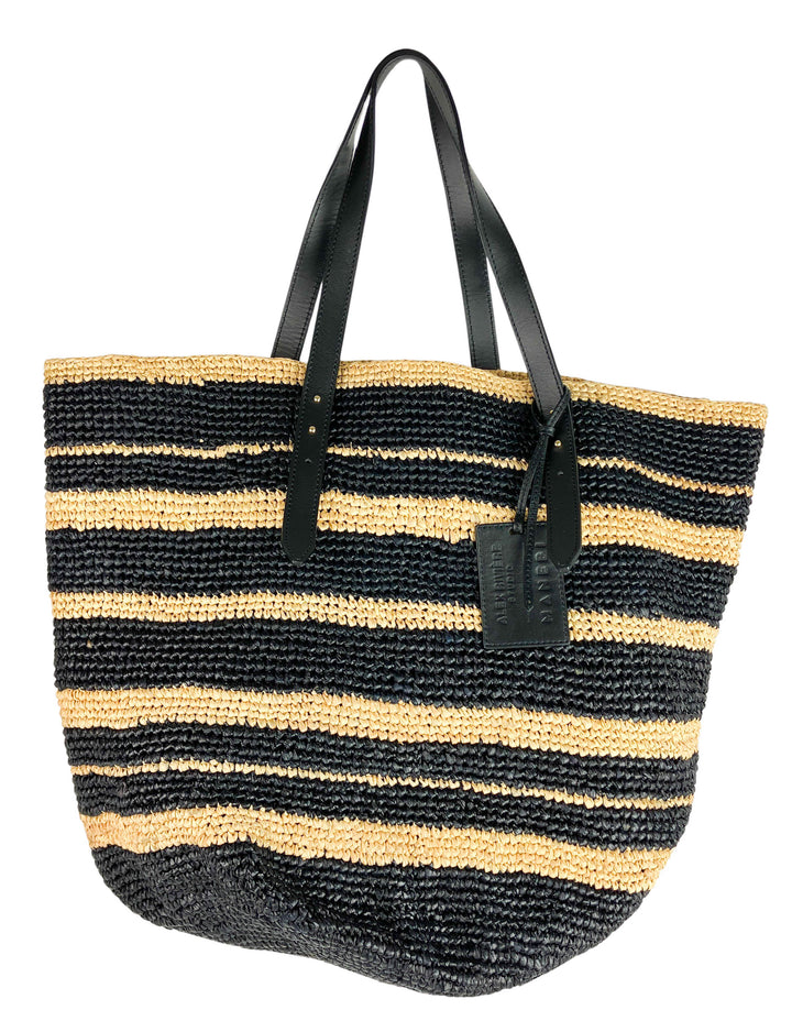 Alex Rivière x Manebi Bahia Striped Tote Bag in Natural and Black - Discounts on Manebí at UAL
