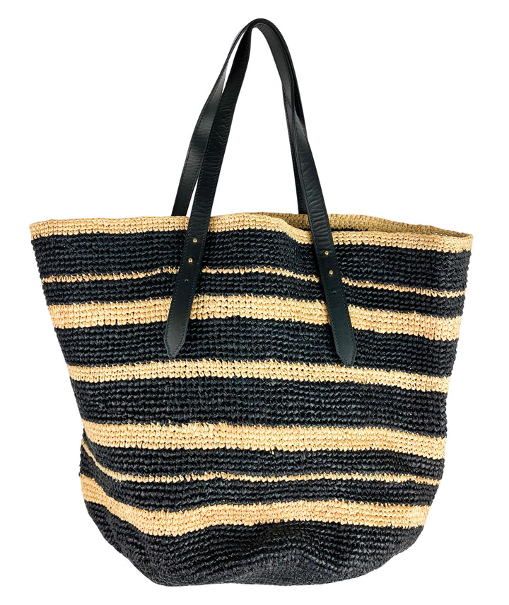 Alex Rivière x Manebi Bahia Striped Tote Bag in Natural and Black - Discounts on Manebí at UAL