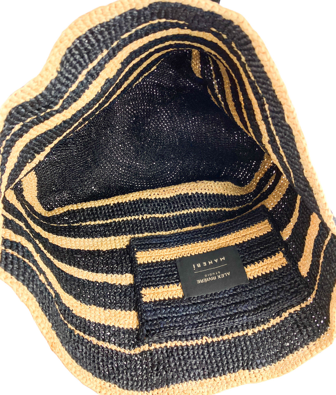 Alex Rivière x Manebi Bahia Striped Tote Bag in Natural and Black - Discounts on Manebí at UAL