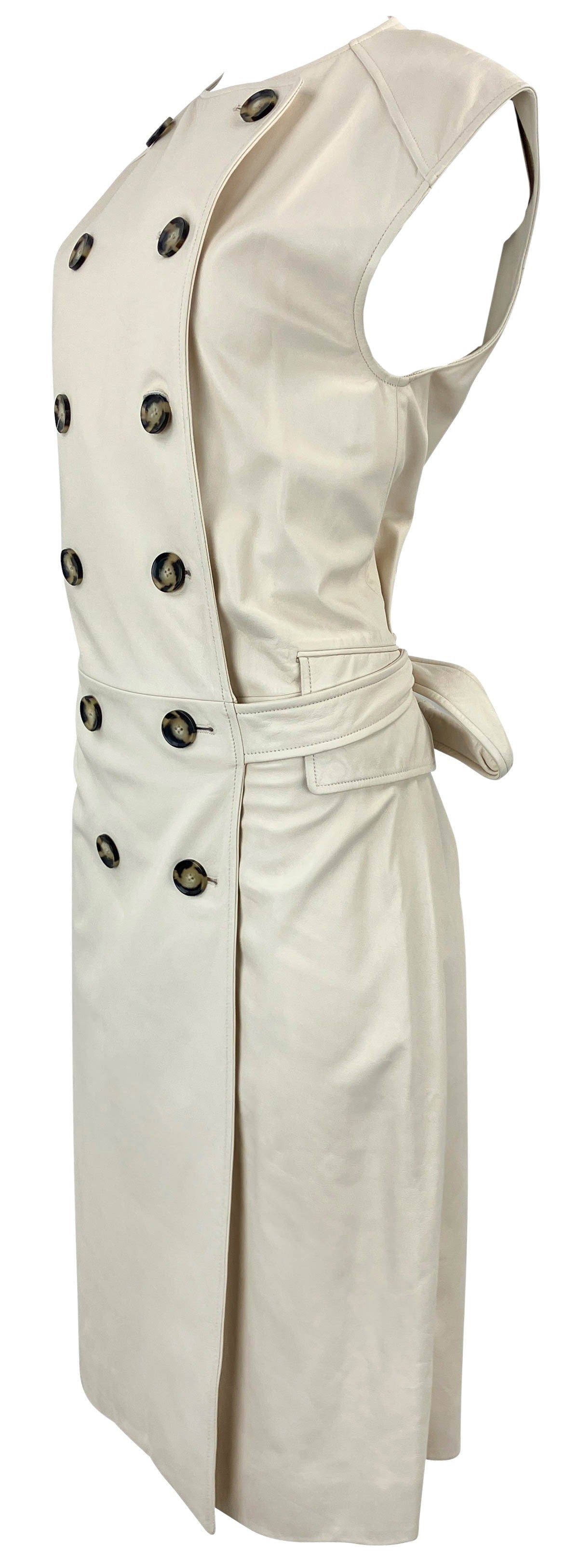 Proenza Schouler Leather Double Breasted Wrap Dress in Cream - Discounts on Proenza Schouler at UAL